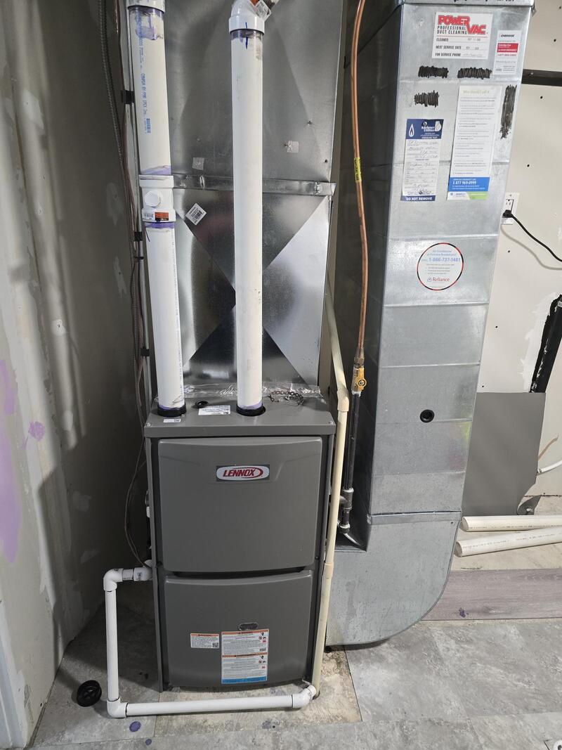 Completed furnace installation with tidy gas piping